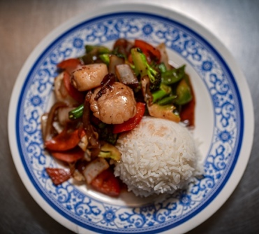 Pad Grapow - Scallops with Thai basil and stir fried vegetables
